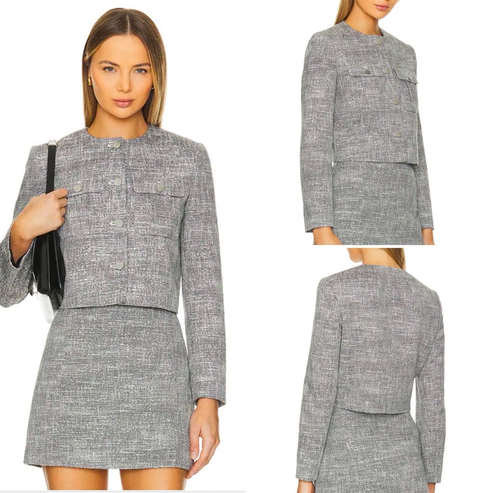 NWT Theory Tweed Military Jacket in Black Multi